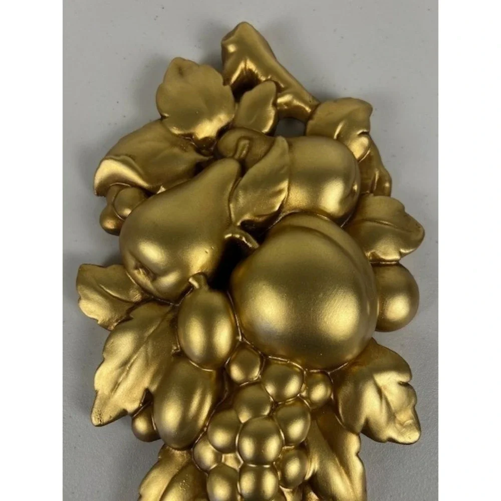 Vintage Roman Art Co Gold Fruit Wall Chalkware Resin Plaque Mid‎ Century 14 Inch